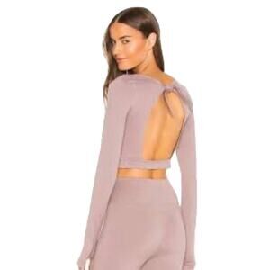 Free People Womens Moonlight Mauve Very Prairie Layer Long Sleeve Crop Top XS